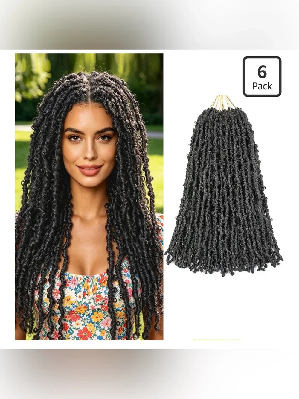 Butterfly Black  Locs Crochet Hair Extensions - 6 Pack